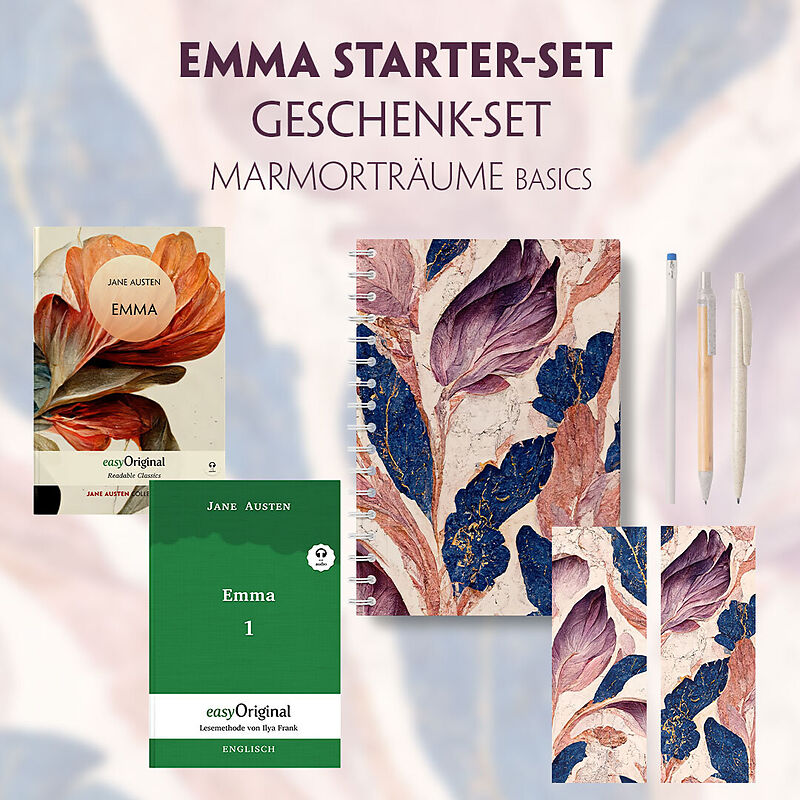 Emma Starter-Paket Geschenkset 2 Bücher (mit Audio-Online) + Marmorträume Schreibset Basics
