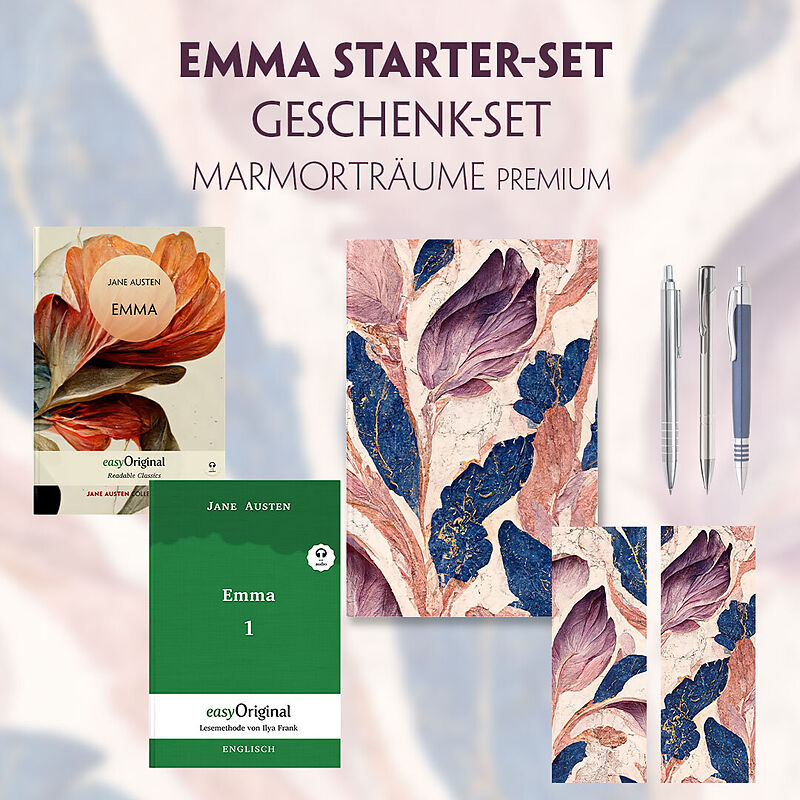 Emma Starter-Paket Geschenkset 2 Bücher (mit Audio-Online) + Marmorträume Schreibset Premium
