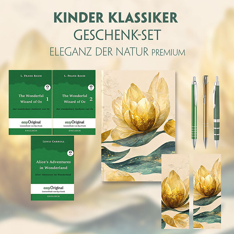 Kinder Klassiker Geschenkset - 3 Bücher (mit Audio-Online) + Marmorträume Schreibset Premium