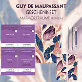  Guy de Maupassant Geschenkset - 4 Bücher (mit Audio-Online) + Marmorträume Schreibset Premium von Guy de Maupassant