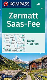 gefaltete (Land)Karte KOMPASS Wanderkarte 117 Zermatt, Saas-Fee 1:40.000 von 