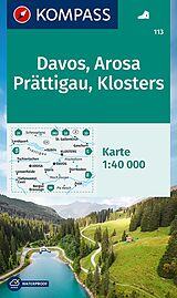 (Land)Karte KOMPASS Wanderkarte 113 Davos, Arosa, Prättigau, Klosters 1:40.000 von 