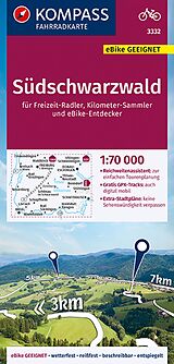 gefaltete (Land)Karte KOMPASS Fahrradkarte 3332 Südschwarzwald 1:70.000 von 