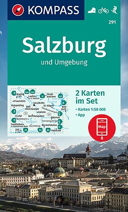 gefaltete (Land)Karte KOMPASS Wanderkarten-Set 291 Salzburg und Umgebung (2 Karten) 1:50.000 von 