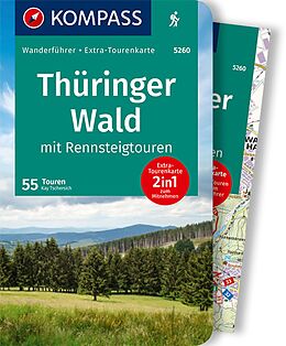 Kartonierter Einband KOMPASS Wanderführer Thüringer Wald mit Rennsteigtouren, 55 Touren mit Extra-Tourenkarte von Kay Tschersich