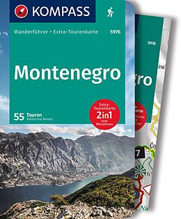 Kartonierter Einband KOMPASS Wanderführer Montenegro, 55 Touren mit Extra-Tourenkarte von Katharina Nemec