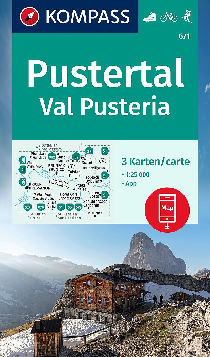 KOMPASS Wanderkarten-Set 671 Pustertal, Val Pusteria (3 Karten) 1:50.000