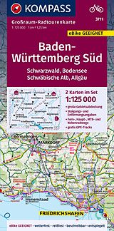 (Land)Karte KOMPASS Großraum-Radtourenkarte 3711 Baden-Württemberg Süd, Schwarzwald, Bodensee, Schwäbische Alb, Allgäu 1:125.000 von 