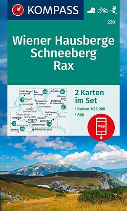 (Land)Karte KOMPASS Wanderkarten-Set 228 Wiener Hausberge, Schneeberg, Rax (2 Karten) 1:25.000 von 