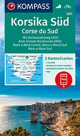 gefaltete (Land)Karte KOMPASS Wanderkarten-Set 2251 Korsika Süd. Mit Weitwanderweg GR20 / Corse du Sud. Avec Grande Randonnée GR20 (3 Karten) 1:50.000 von 