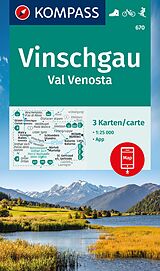 gefaltete (Land)Karte KOMPASS Wanderkarten-Set 670 Vinschgau / Val Venosta (3 Karten) 1:25.000 von 