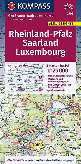(Land)Karte KOMPASS Großraum-Radtourenkarte 3709 Rheinland-Pfalz, Saarland, Luxembourg 1:125.000 von 