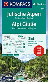 gefaltete (Land)Karte KOMPASS Wanderkarte 064 Julische Alpen, Nationalpark Triglav / Alpi Giulie 1:25.000 von 