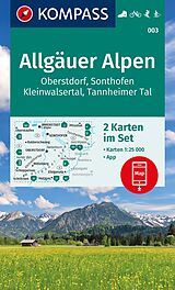 gefaltete (Land)Karte KOMPASS Wanderkarten-Set 003 Allgäuer Alpen, Oberstdorf, Sonthofen, Kleinwalsertal, Tannheimer Tal (2 Karten) 1:25.000 von 