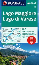 gefaltete (Land)Karte KOMPASS Wanderkarte 90 Lago Maggiore, Lago di Varese 1:50.000 von 