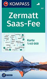 (Land)Karte KOMPASS Wanderkarte 117 Zermatt, Saas-Fee 1:40.000 von 