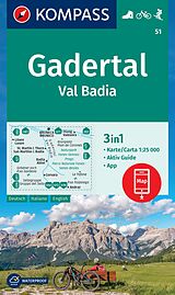 gefaltete (Land)Karte KOMPASS Wanderkarte 51 Gadertal / Val Badia 1:25.000 von 