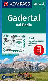 gefaltete (Land)Karte KOMPASS Wanderkarte 51 Gadertal / Val Badia 1:25.000 von 