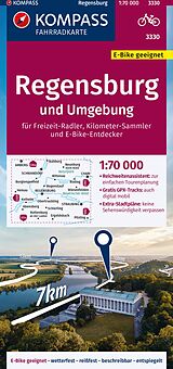 (Land)Karte KOMPASS Fahrradkarte 3330 Regensburg und Umgebung 1:70.000 von 