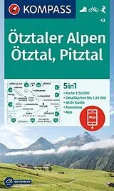 gefaltete (Land)Karte KOMPASS Wanderkarte 43 Ötztaler Alpen, Ötztal, Pitztal 1:50.000 von
