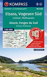 gefaltete (Land)Karte KOMPASS Wanderkarten-Set 2222 Elsass, Vogesen Süd / Alsace, Vosges du Sud, Colmar, Mülhausen / Mulhouse (2 Karten) 1:50.000 von
