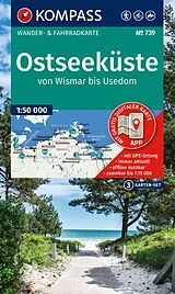 gefaltete (Land)Karte KOMPASS Wanderkarten-Set 739 Ostseeküste, von Wismar bis Usedom (3 Karten) 1:50.000 von 