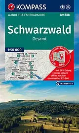 gefaltete (Land)Karte KOMPASS Wanderkarten-Set 888 Schwarzwald Gesamt (4 Karten) 1:50.000 von 