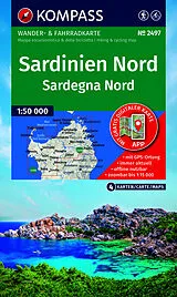 gefaltete (Land)Karte KOMPASS Wanderkarten-Set 2497 Sardinien Nord / Sardegna Nord (4 Karten) 1:50.000 von 