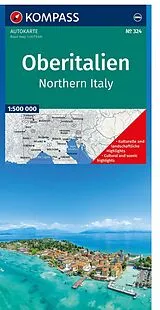gefaltete (Land)Karte KOMPASS Autokarte Oberitalien, Italia settentrionale, Northern Italy, Italie du Nord 1:500.000 von 