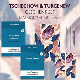 Fester Einband Tschechow &amp; Turgenew Geschenkset - 2 Bücher (Softcover mit Audio-Online) + Marmorträume Schreibset Premium von Anton Pawlowitsch Tschechow, Iwan Turgenew