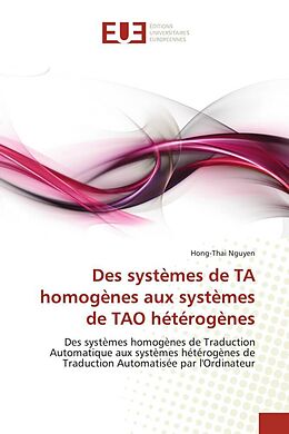 Couverture cartonnée Des systèmes de TA homogènes aux systèmes de TAO hétérogènes de Hong-Thai Nguyen