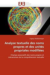 Couverture cartonnée Analyse textuelle des noms propres et des unités propriales modifiées de Evgeny Shokhenmayer