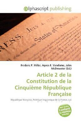 Couverture cartonnée Article 2 de la Constitution de la Cinquième République Française de 