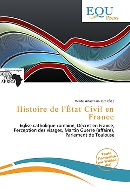 Couverture cartonnée Histoire de l'État Civil en France de 