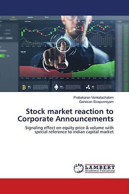 Kartonierter Einband Stock market reaction to Corporate Announcements von Prabakaran Venkatachalam, Ganesan Sivapunniyam