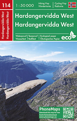 (Land)Karte Hardangervidda West, Wander - Radkarte 1 : 50 000 von 