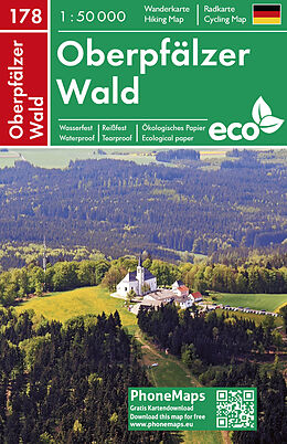 gefaltete (Land)Karte Oberpfälzer Wald, Wander - Radkarte 1 : 50 000 von 
