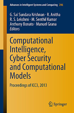 Couverture cartonnée Computational Intelligence, Cyber Security and Computational Models de 