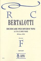 Angelo Bertalotti Notenblätter Ricercare per diversi toni a 1 e 2 voci