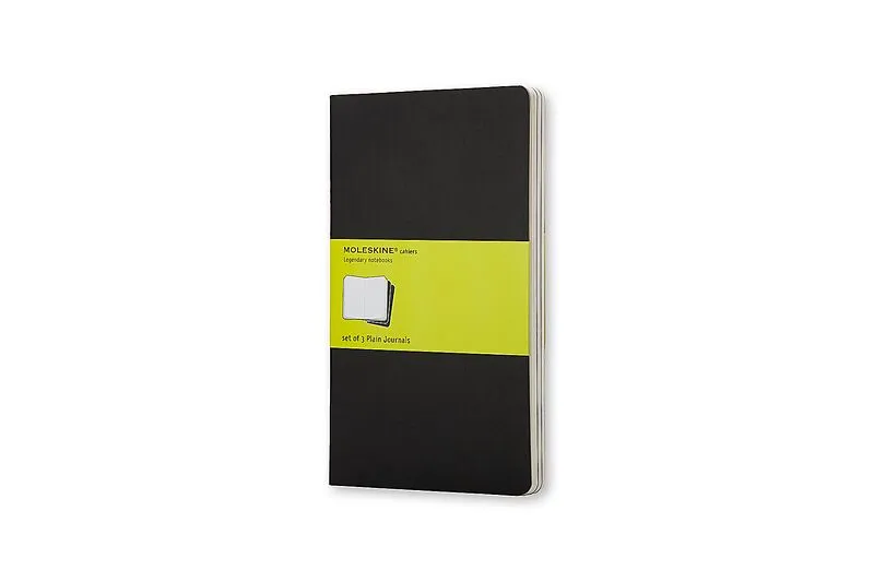 Moleskine Cahier Journal (Set of 3), Pocket, Plain, Black, Soft Cover (3.5 x 5.5)