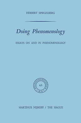 Livre Relié Doing Phenomenology de E. Spiegelberg