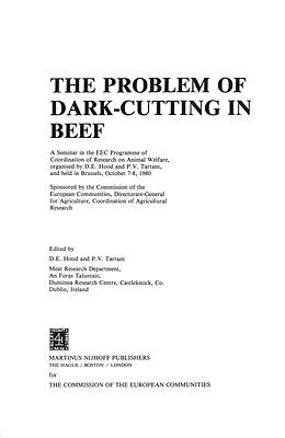 Livre Relié The Problem of Dark-Cutting in Beef de 