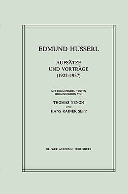 Fester Einband Aufsätze und Vorträge (19221937) von Edmund Husserl