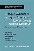 PDF Lexique, Syntaxe et Lexique-Grammaire / Syntax, Lexis & Lexicon-Grammar von 