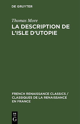 Livre Relié La description de l isle d utopie de Thomas More