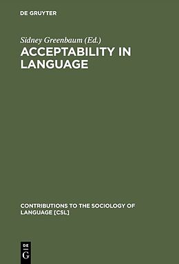 Livre Relié Acceptability in Language de 