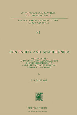 Couverture cartonnée Continuity and Anachronism de P. B. M. Blaas