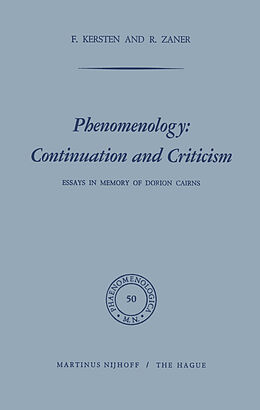 Couverture cartonnée Phenomenology: Continuation and Criticism de 