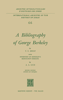Couverture cartonnée A Bibliography of George Berkeley de T. E. Jessop