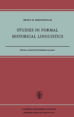 Couverture cartonnée Studies in Formal Historical Linguistics de H. M. Hoenigswald